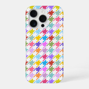 Houndstooth Multicolor+White Pattern iPhone 16 Pro Case