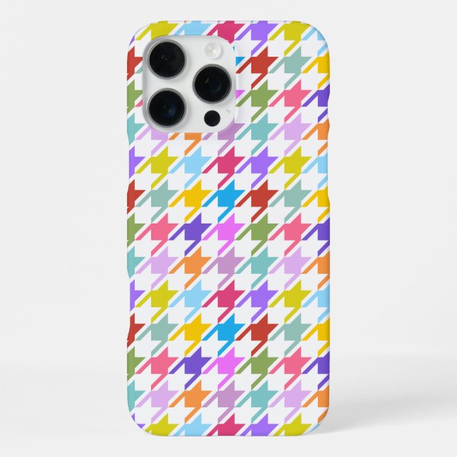 Houndstooth Multicolor+White Pattern iPhone Case (Back)