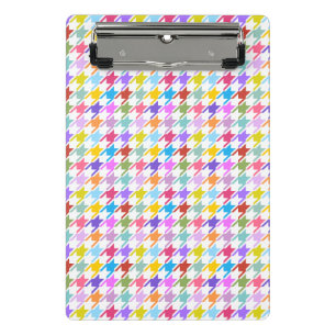 Houndstooth Multicolor+White Pattern Mini Clipboard