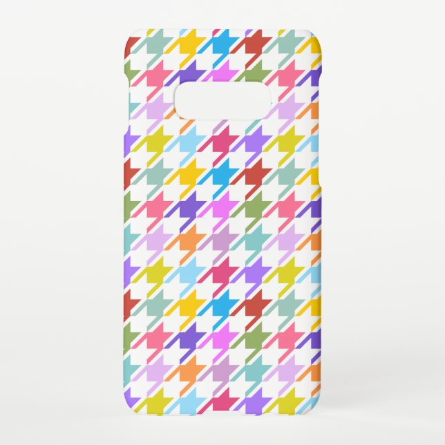 Houndstooth Multicolor+White Pattern Samsung Galaxy Case (Back)