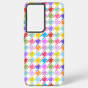 Houndstooth Multicolor+White Pattern Samsung Galaxy Case