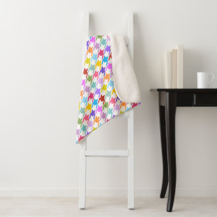 Houndstooth Multicolor+White Pattern Sherpa Blanket