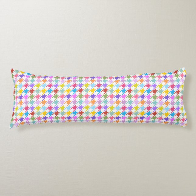 Houndstooth Multicolor+White Sml Pattern Body Pillow (Front)