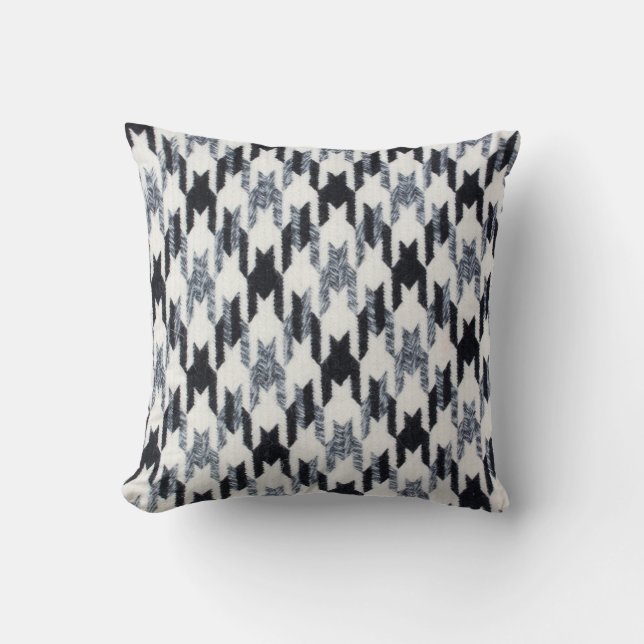 Houndstooth noir et blanc motif lancer oreiller (Recto)