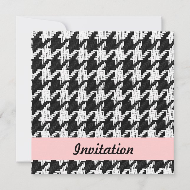 Houndstooth party invitation template (Front)