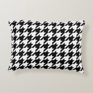 Houndstooth Pattern Black and White Accent Pillow