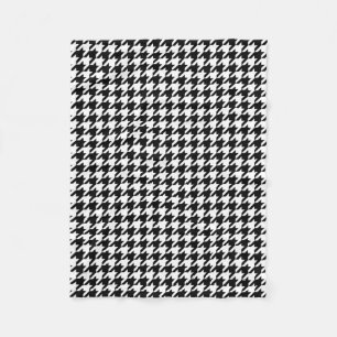 Houndstooth Pattern Black and White Fleece Blanket