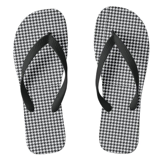 houndstooth pattern black and white flip flops (Footbed)