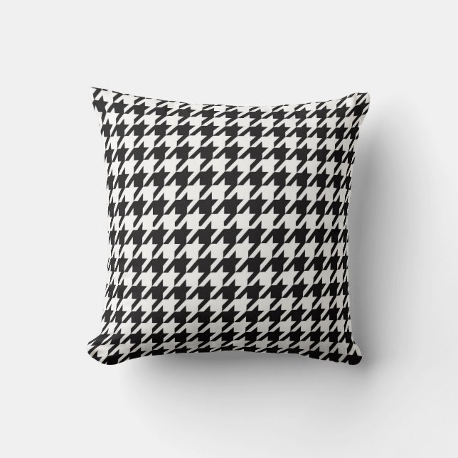 Houndstooth Pattern Black and White Throw Pillow (Front)