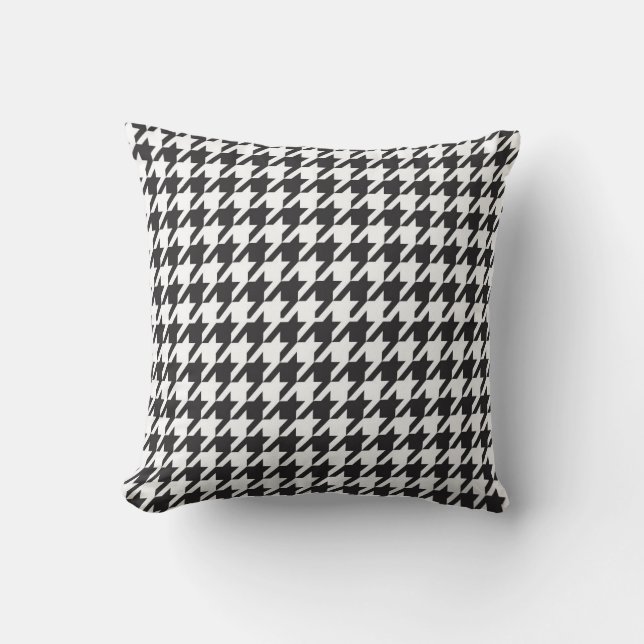 Houndstooth Pattern Black and White Throw Pillow (Front)