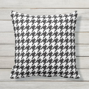 Houndstooth Pattern Black and White Throw Pillow
