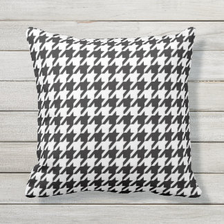 Houndstooth Pattern Black and White Throw Pillow