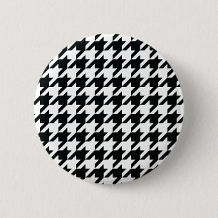Houndstooth Pattern Black White 2 Inch Round Button