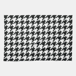 Houndstooth Pattern Black White Kitchen Towel