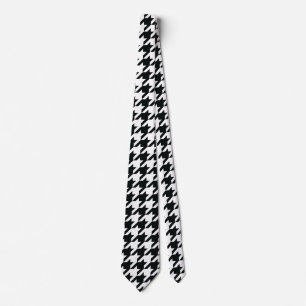 Houndstooth Pattern Black White Tie