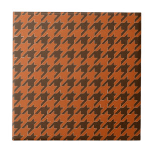 houndstooth pattern brown orange tile