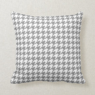 Houndstooth Pattern Grey and White Throw Pillow