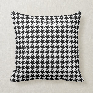 Houndstooth Pattern in Black and White Throw Pillow