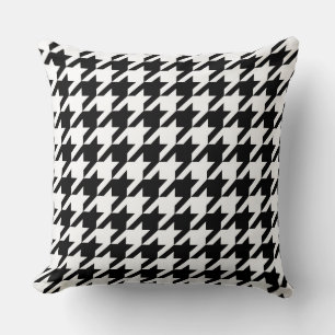 Houndstooth Pattern in Black and White Throw Pillow