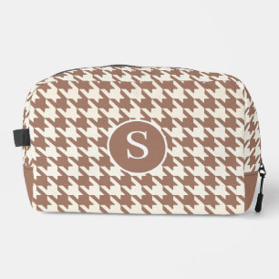 Houndstooth Pattern Mocha Mousse Toiletry Bag