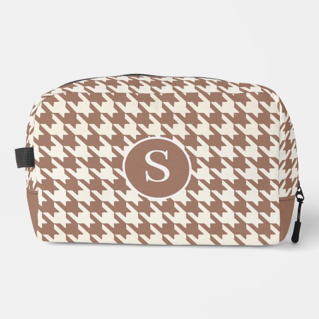 Houndstooth Pattern Mocha Mousse Toiletry Bag (Front)