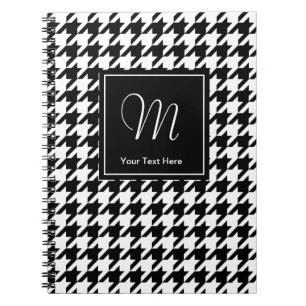 Houndstooth pattern notebook with custom monogram