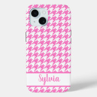 Houndstooth Pattern Pink White Personalized