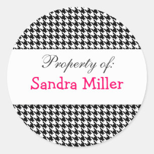 Houndstooth personalized label
