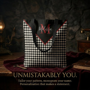Houndstooth personalized tote bag
