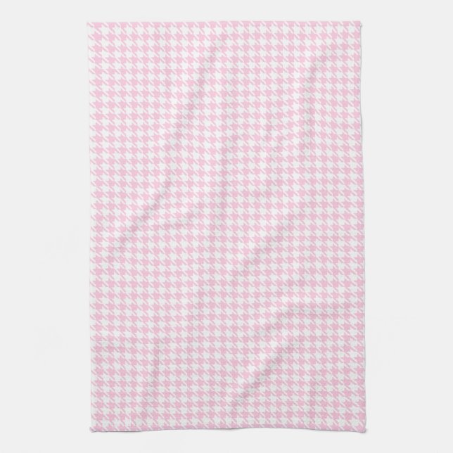 Houndstooth Pink and White Kitchen Towel (Vertical)