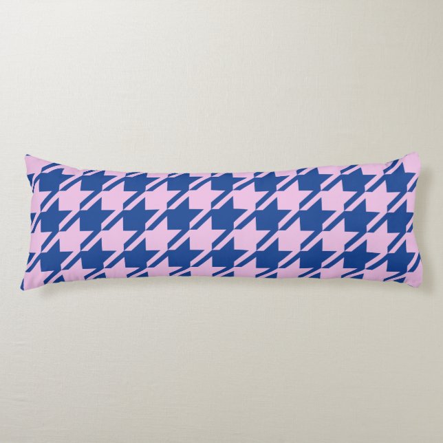 Houndstooth Pink+Blue Big Pattern Body Pillow (Front)