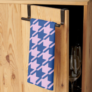 Houndstooth Pink+Blue Big Pattern Kitchen Towel