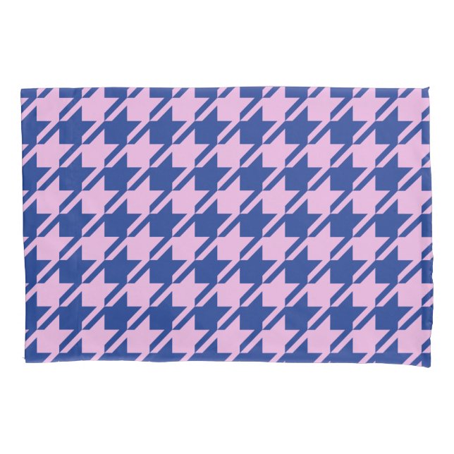 Houndstooth Pink+Blue Big Pattern Pillowcase (Front)