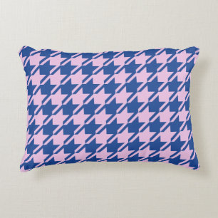 Houndstooth Pink+Blue Pattern Accent Pillow