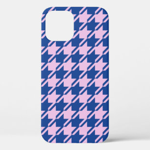 Houndstooth Pink+Blue Pattern iPhone 12 Pro Case