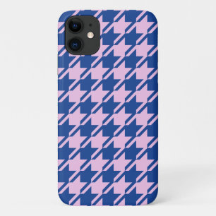 Houndstooth Pink+Blue Pattern iPhone 11 Case