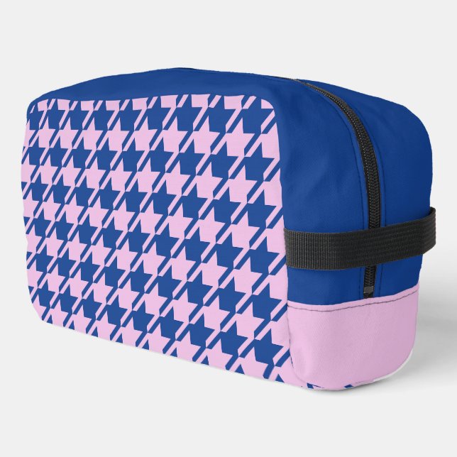 Houndstooth Pink+Blue Pattern Dopp Kit (Left Corner)