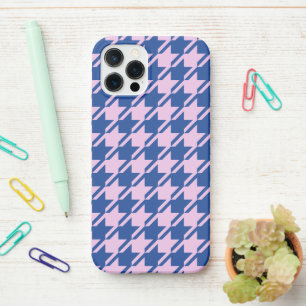 Houndstooth Pink+Blue Pattern iPhone 12 Pro Case