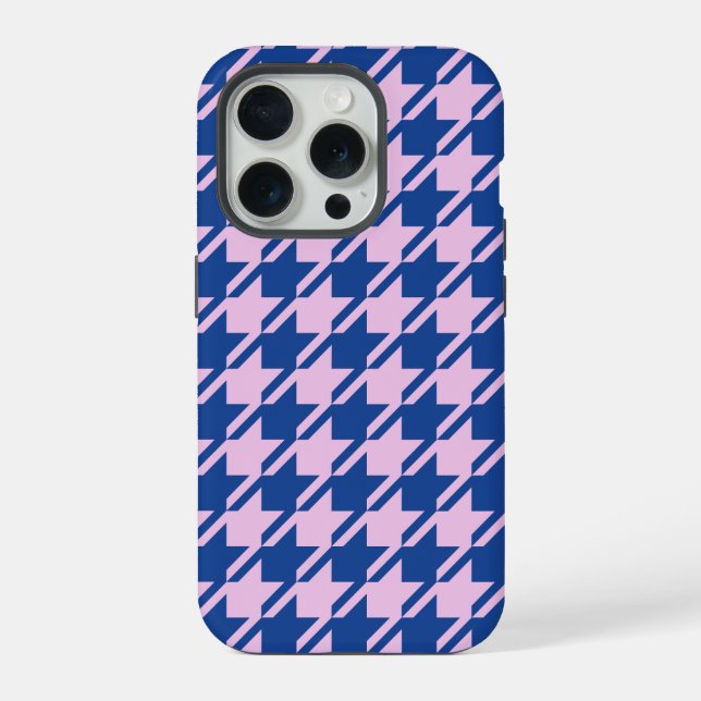 Houndstooth Pink+Blue Pattern iPhone Case (Back)
