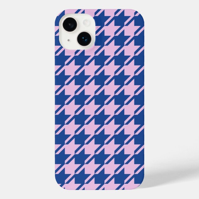 Houndstooth Pink+Blue Pattern iPhone Case (Back)