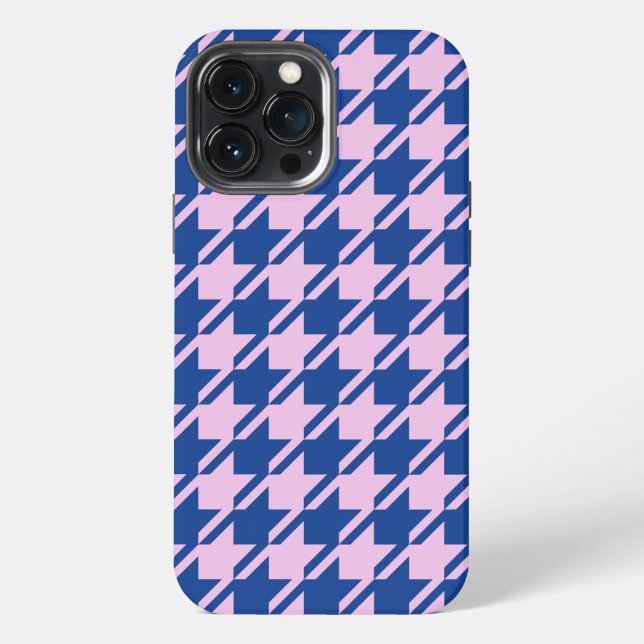 Houndstooth Pink+Blue Pattern iPhone Case (Back)
