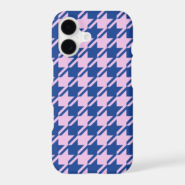Houndstooth Pink+Blue Pattern iPhone Case (Back)