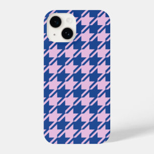 Houndstooth Pink+Blue Pattern iPhone 14 Case