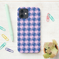 Houndstooth Pink+Blue Pattern