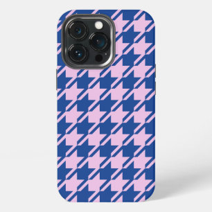 Houndstooth Pink+Blue Pattern iPhone 13 Pro Case