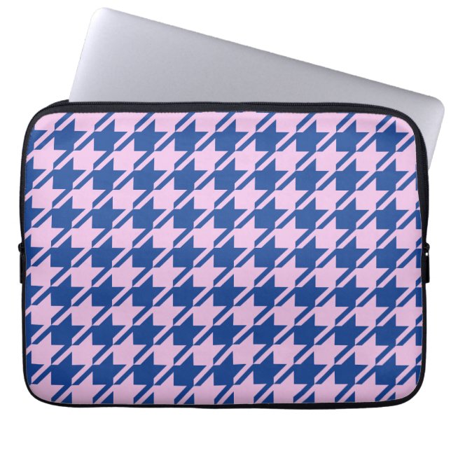 Houndstooth Pink+Blue Pattern Laptop Sleeve (Front)