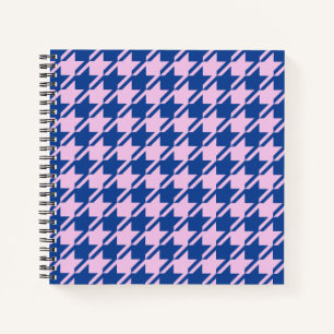 Houndstooth Pink+Blue Pattern Notebook