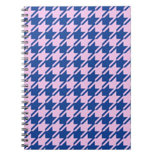 Houndstooth Pink+Blue Pattern Notebook