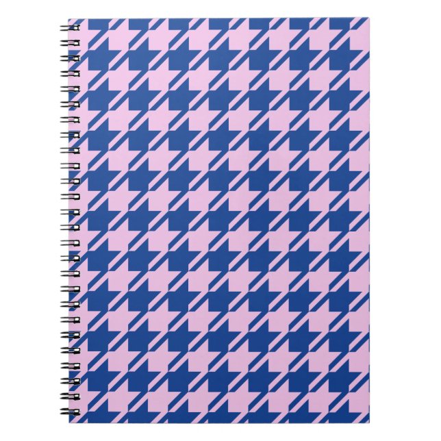 Houndstooth Pink+Blue Pattern Notebook (Front)