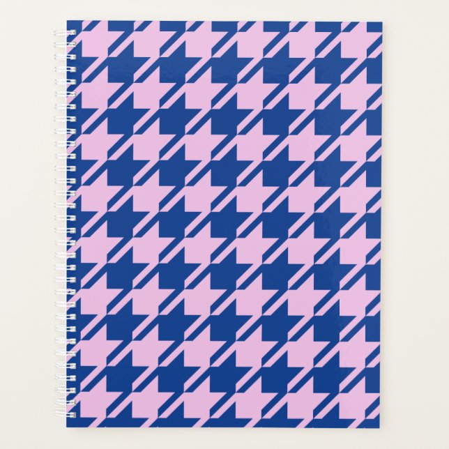 Houndstooth Pink+Blue Pattern Planner (Front)